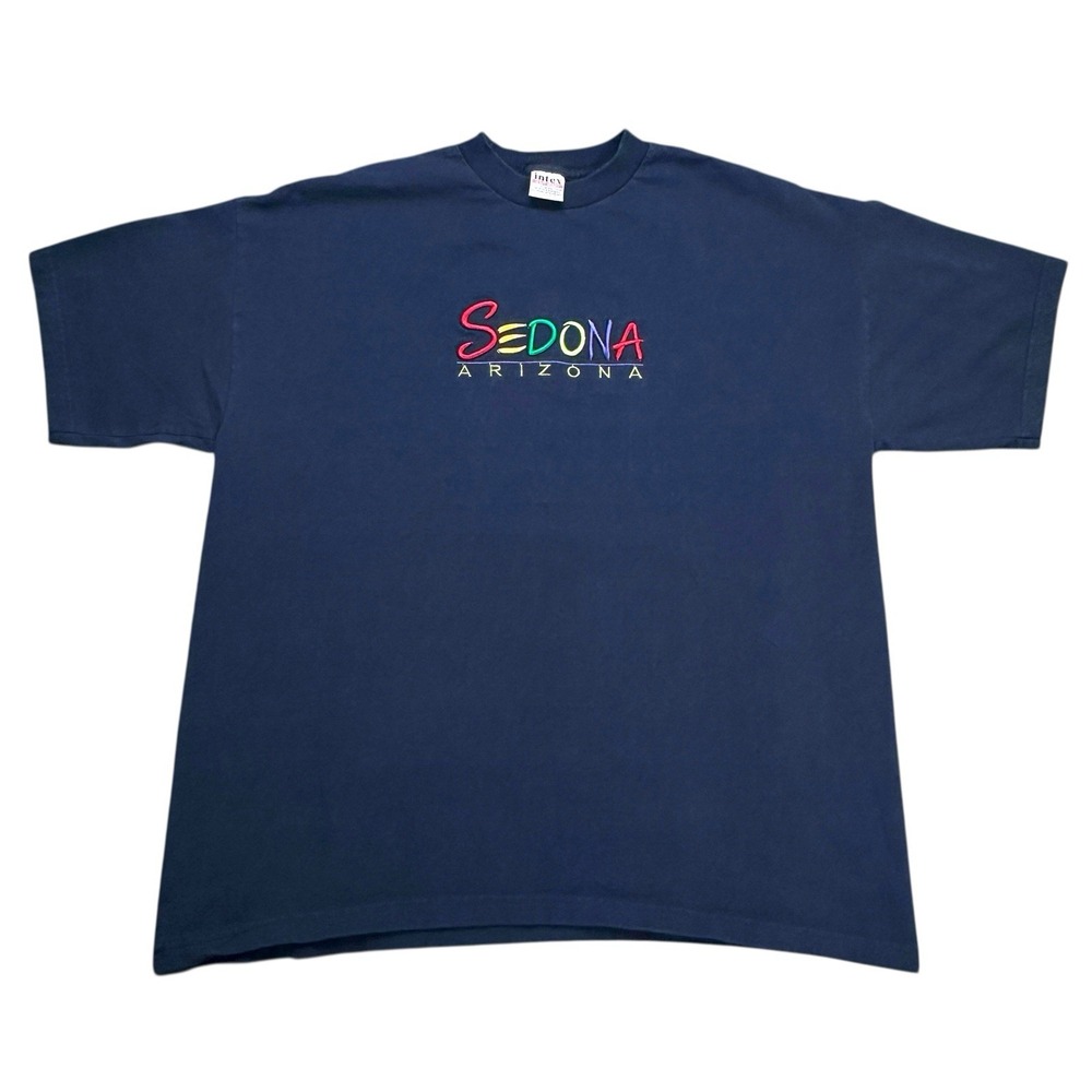 VTG 90s Sedona Arizona T-Shirt Blue Intex Heavyweight Men's Size 2XL Embroidered